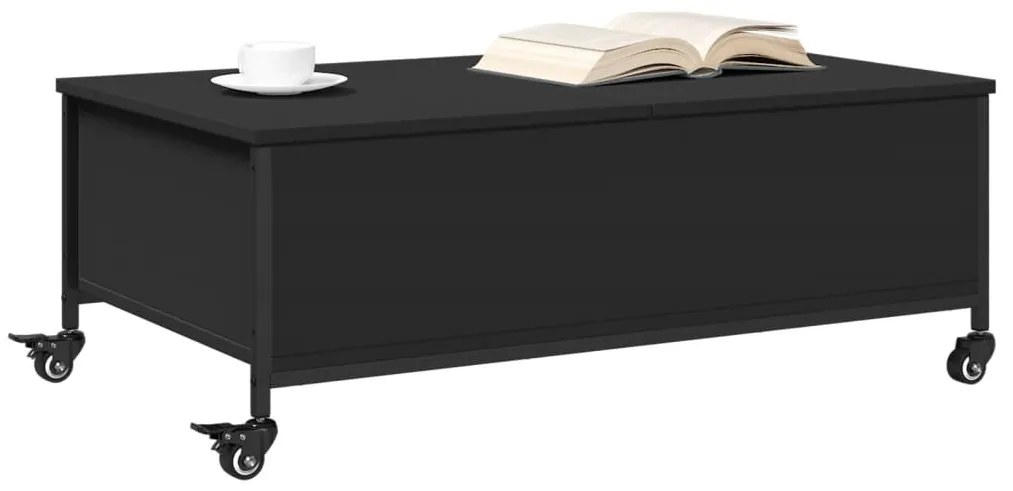 Mesa de centro c/ rodas 91x55x34 cm derivados de madeira preto