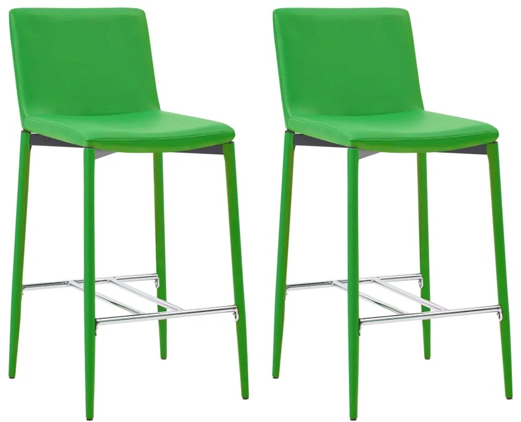 vidaXL Bancos de bar 2 pcs couro artificial verde