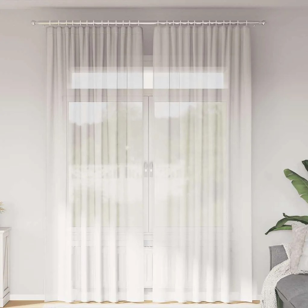 vidaXL Cortinas de voile com bolsos para varão 2 pcs branco