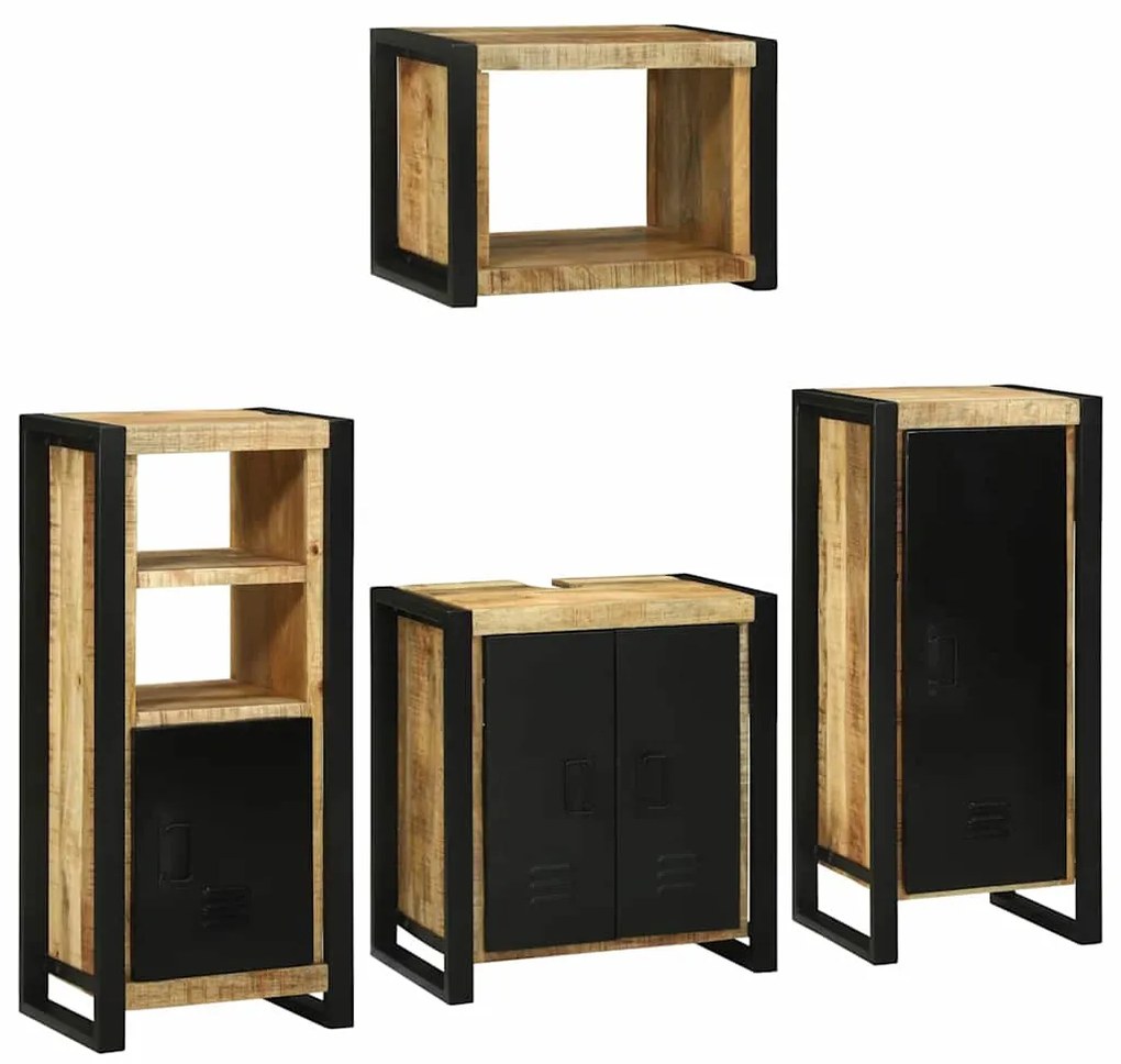 vidaXL Conjunto de Móveis para Banheiro com prateleira com porta 4 pcs