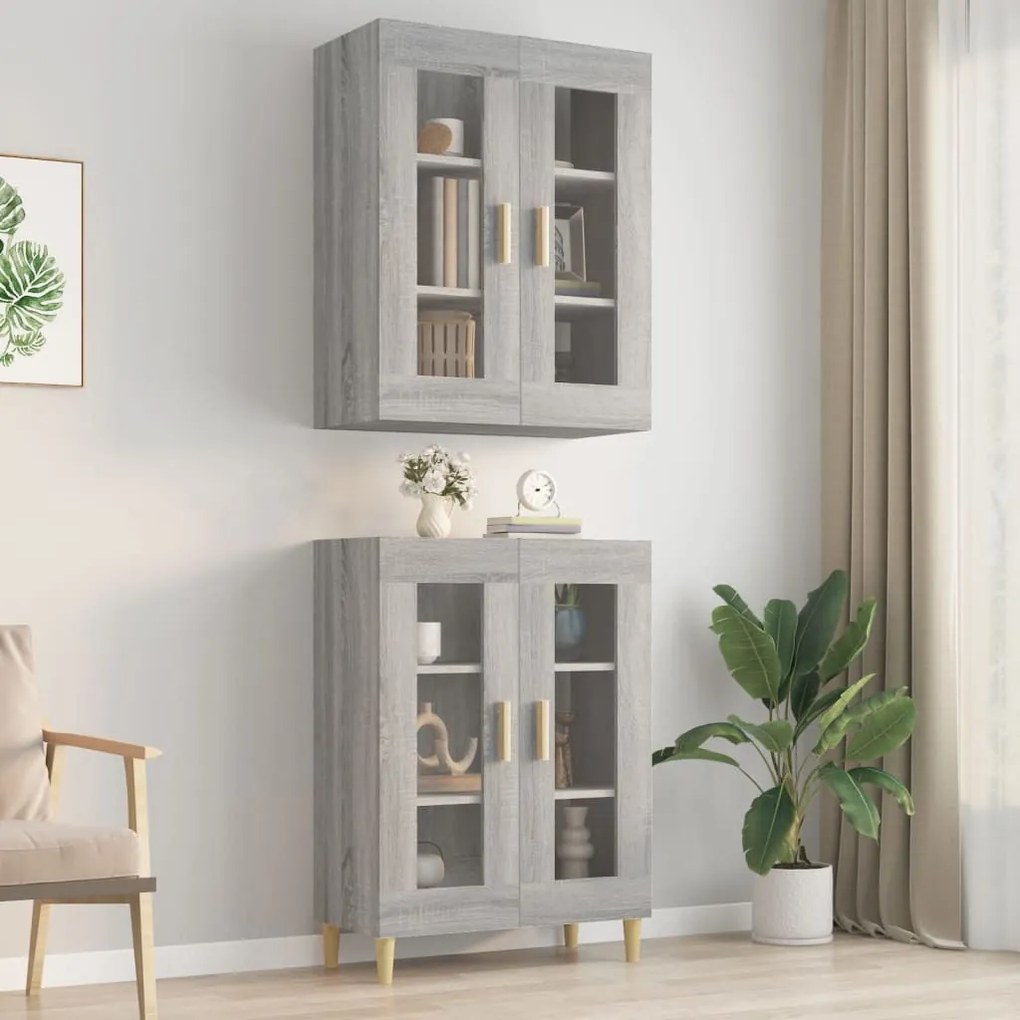vidaXL Armário de parede suspenso 69,5x34x90 cm sonoma cinza