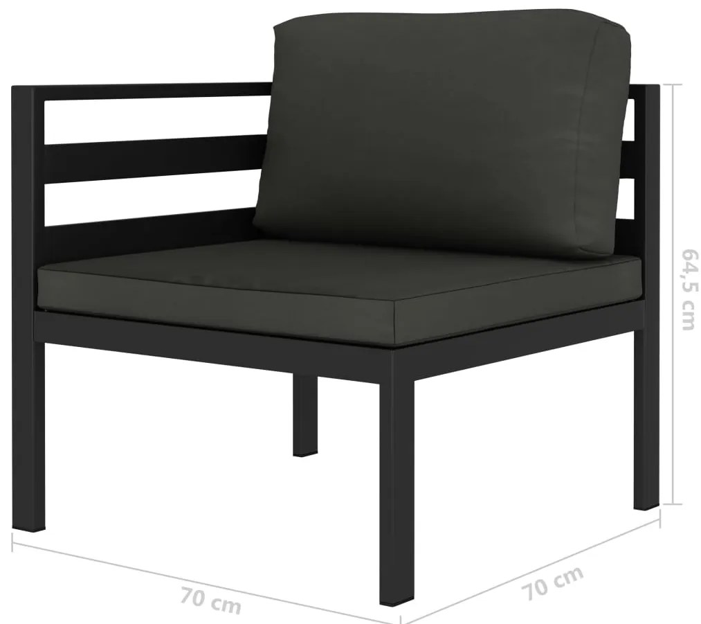 6 pcs conjunto lounge jardim com almofadões alumínio antracite