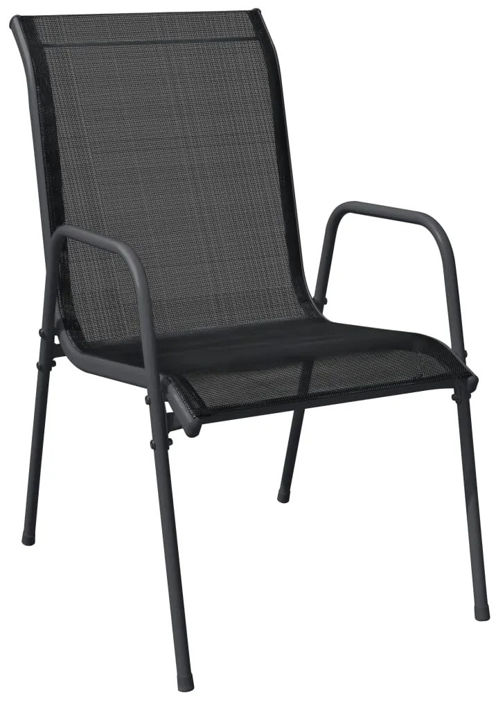3 pcs conjunto de jantar para jardim aço e textilene preto