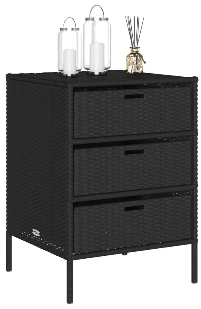 Armário de arrumação para jardim 55x59x80 cm vime PE preto