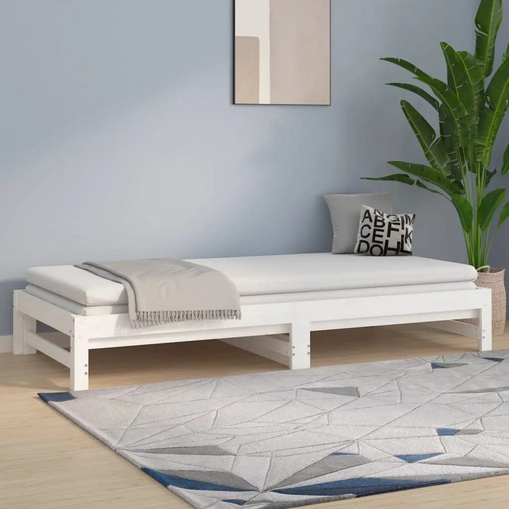 Estrutura sofá-cama de puxar 2x(90x190) cm pinho maciço branco