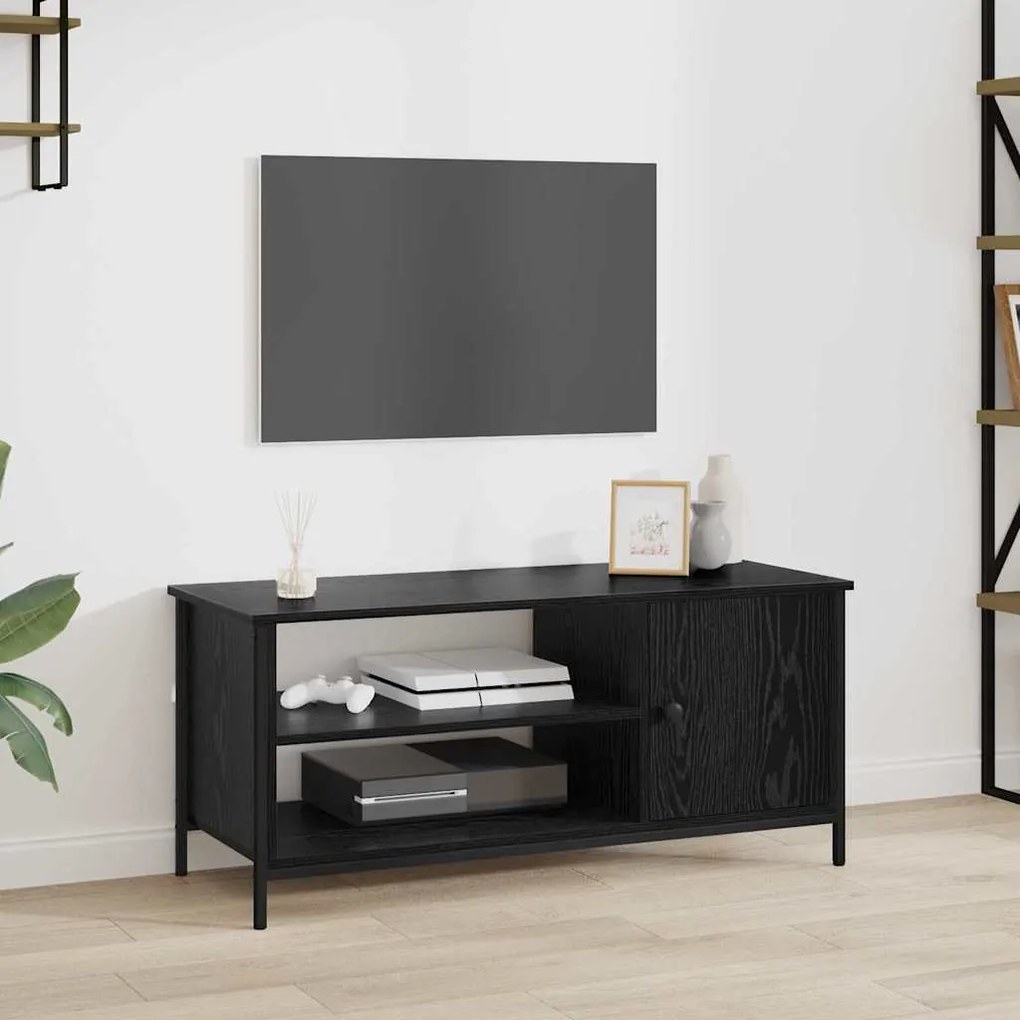 Gabinete para TV com prateleira Carvalho preto 100 x 40 x 45 cm