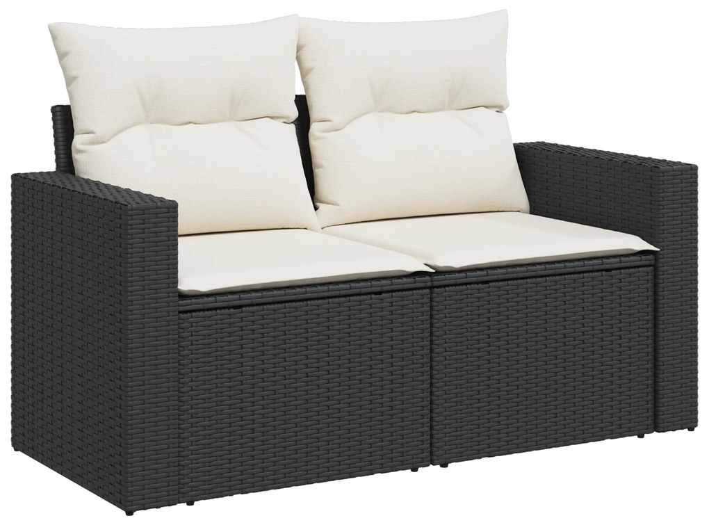 Conjunto de Sofá de Jardim de 12 Peças com Almofadas Preto Rattan Poli