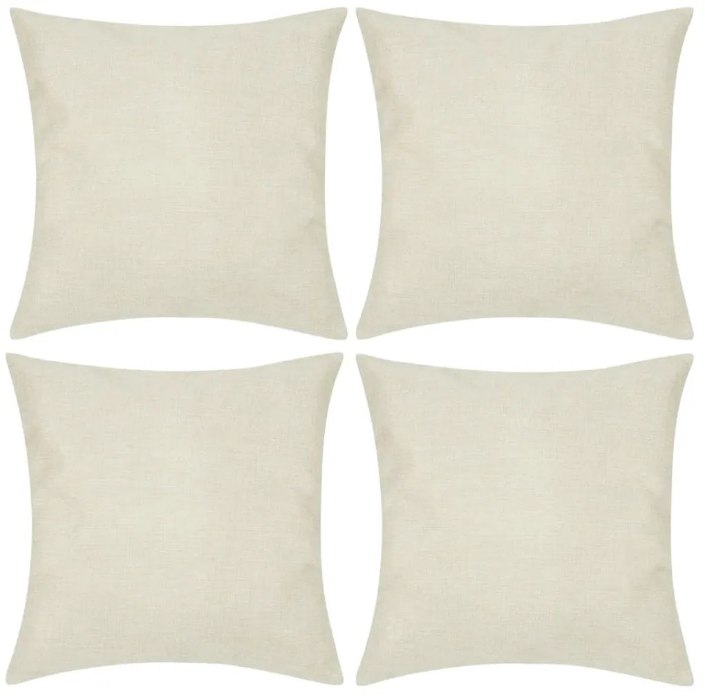 Capas de almofada estilo linho 4 pcs 40 x 40 cm bege