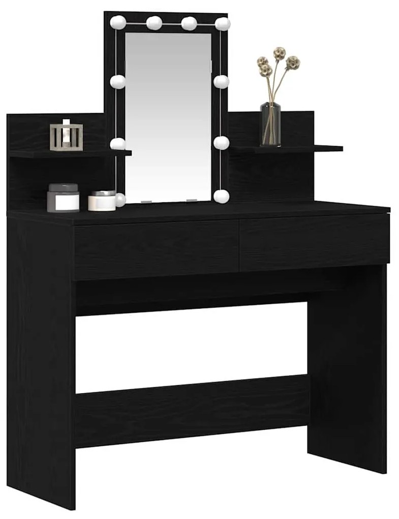 Mesa de Maquiagem vidaXL com LED Carvalho Preto 100x40x130 cm