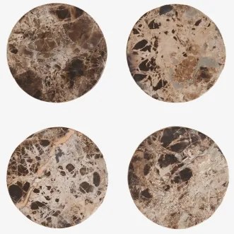 Pack De 4 Porta-copos Redondos Ø10 Cm Em Mármore Valtris Mármore Castanho Emperador - Sklum
