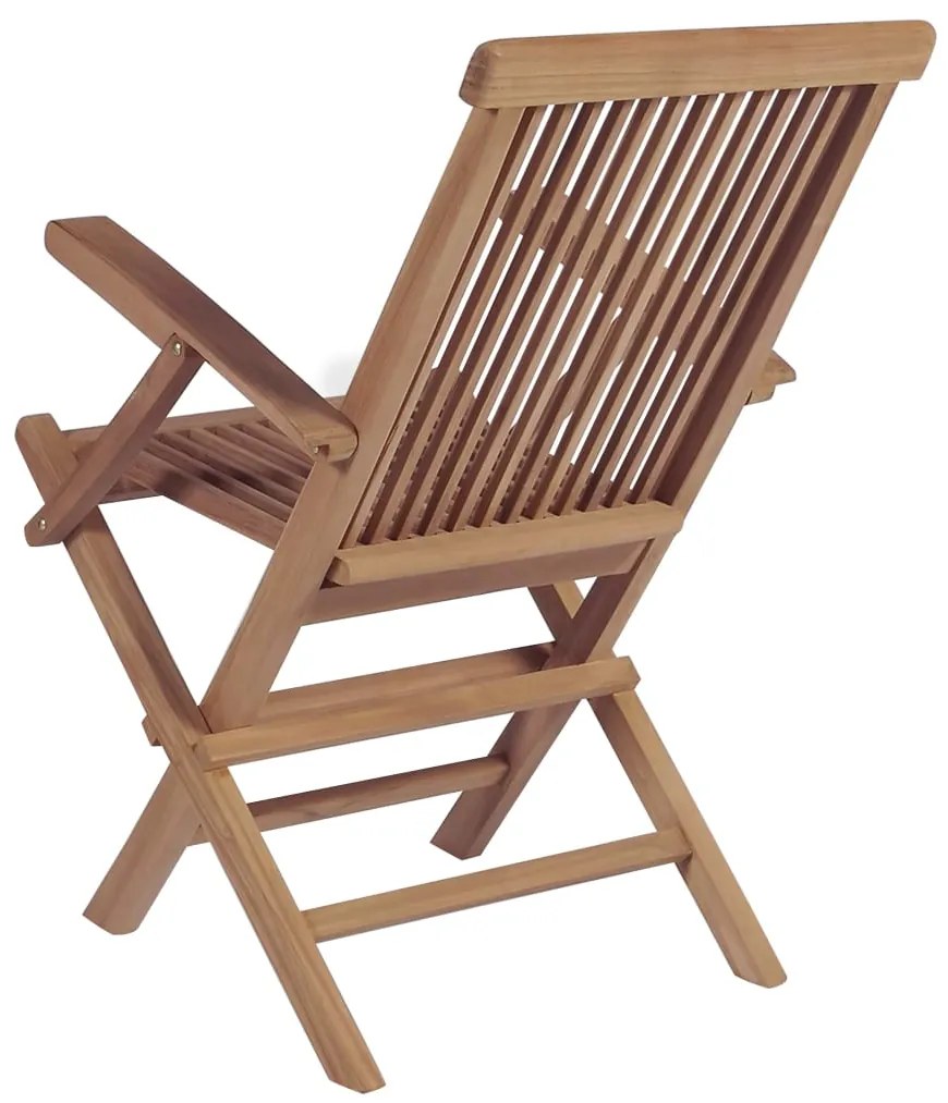 Conjunto jantar exterior c/ cadeiras dobráveis 9pcs teca maciça