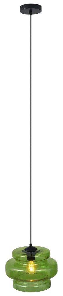 Candeeiro suspenso retro preto com vidro verde - Denise