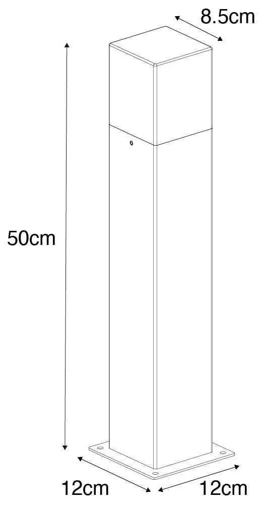 Candeeiro de exterior 50 cm cinzento com espigão e manga de cabo - Dinamarca Moderno