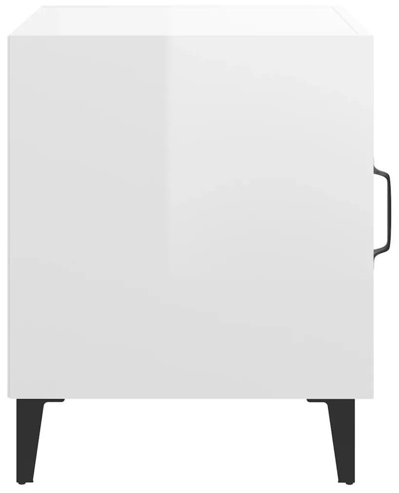 Mesas de cabeceira 2 pcs madeira processada branco brilhante