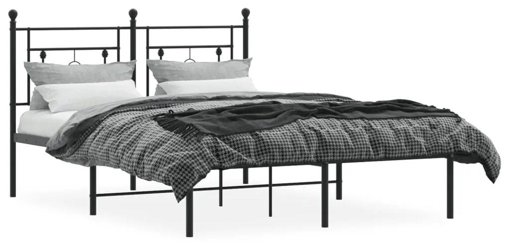 Estrutura de cama com cabeceira 140x190 cm metal preto