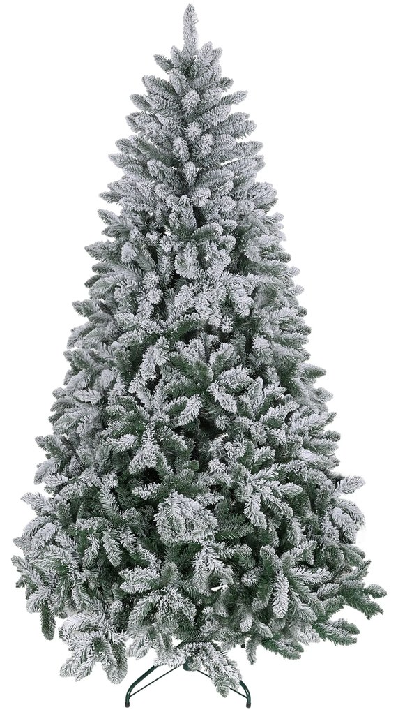 Árvore de Natal Artificial Nevado 210cm com 1021 Ramos e Suporte de Metal Árvore Natalina Nevado para Interior Verde