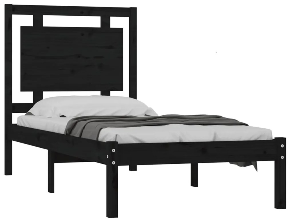 Estrutura de cama 100x200 cm madeira maciça preto