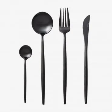 Conjunto De Talheres Noya Mate 16 Pcs Preto - Sklum