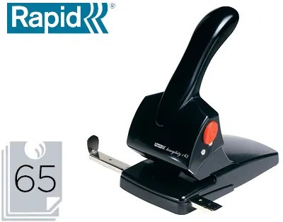 Furador Rapid Hdc65 Fashion Metalico/Abs Cor Preta Capacidade 65 Folhas