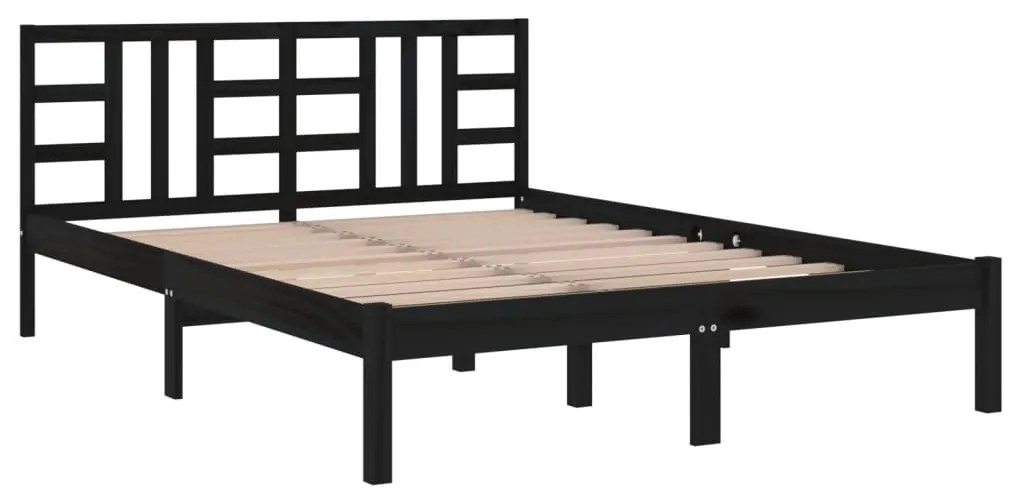 Estrutura de cama 140x190 cm madeira maciça preto