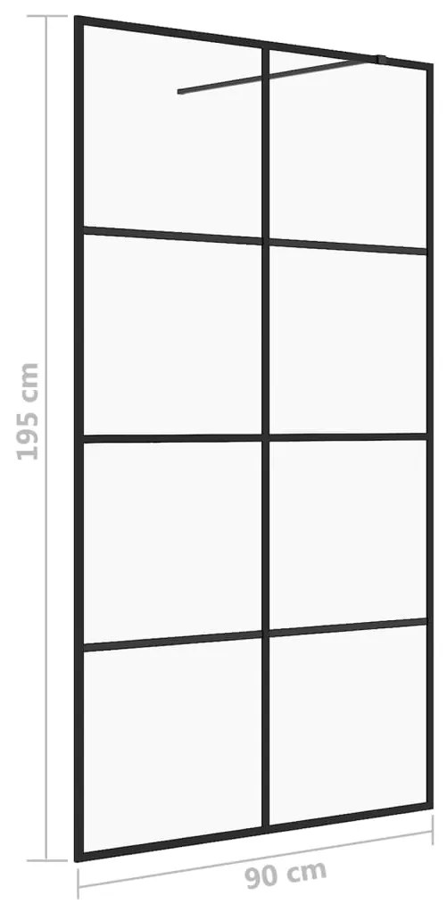 Divisória de chuveiro c/ vidro transparente ESG 90x195 cm preto