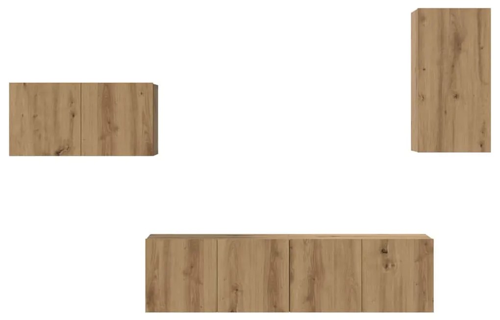 Conjunto de móvel de TV com gaveta com prateleira 4 pcs carvalho artis