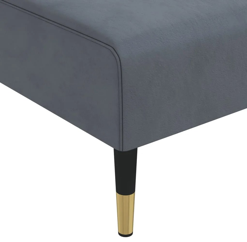 Chaise longue veludo cinzento-escuro