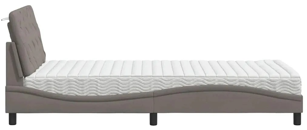 Cama com colchão 100x200 cm tecido cinzento-acastanhado