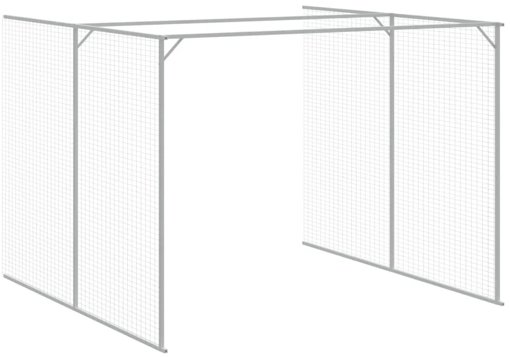 Casota cães c/ parque 214x457x181 cm aço galvaniz. cinza-claro