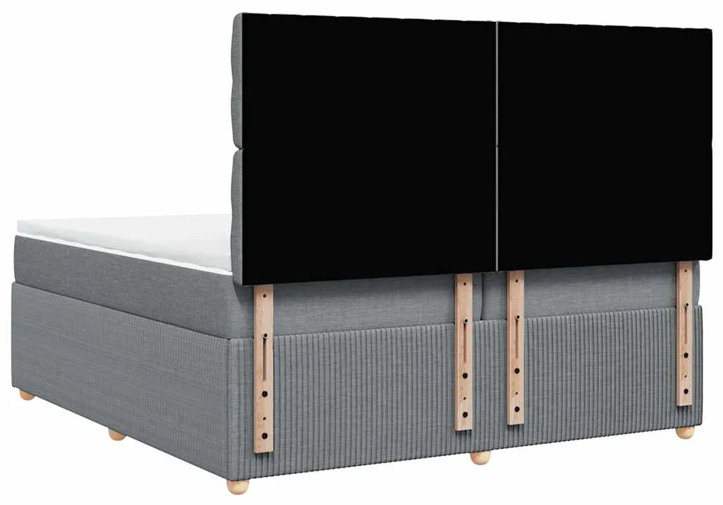 Cama com molas/colchão 200x200 cm tecido cinza-claro