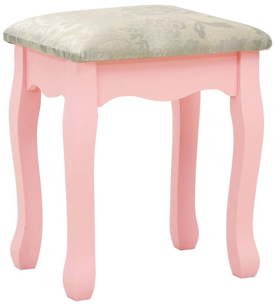 Toucador c/ banco 65x36x128 cm MDF e madeira de paulownia rosa