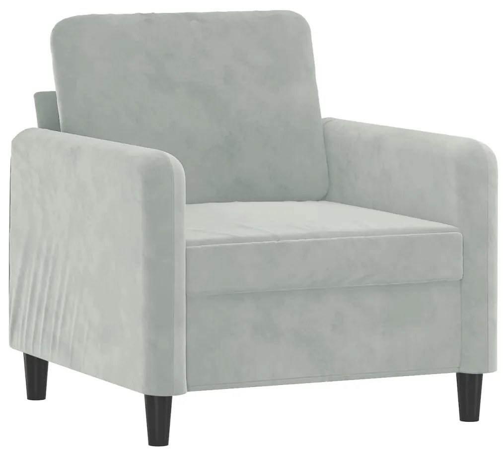 Poltrona com apoio de pés 60 cm veludo cinzento-claro