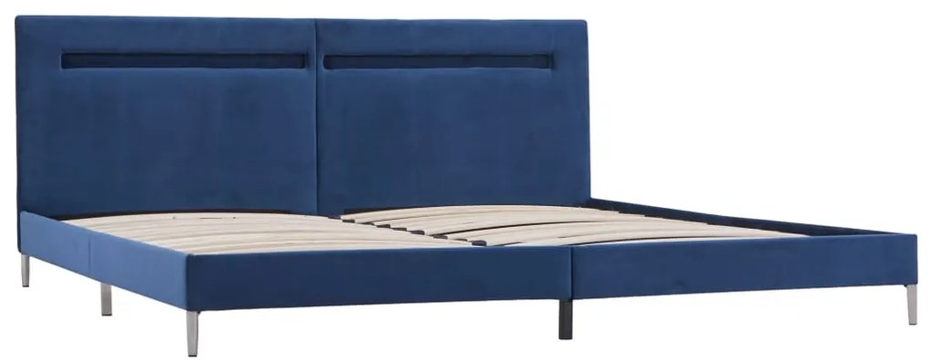 Estrutura de cama com LED 180x200 cm tecido azul