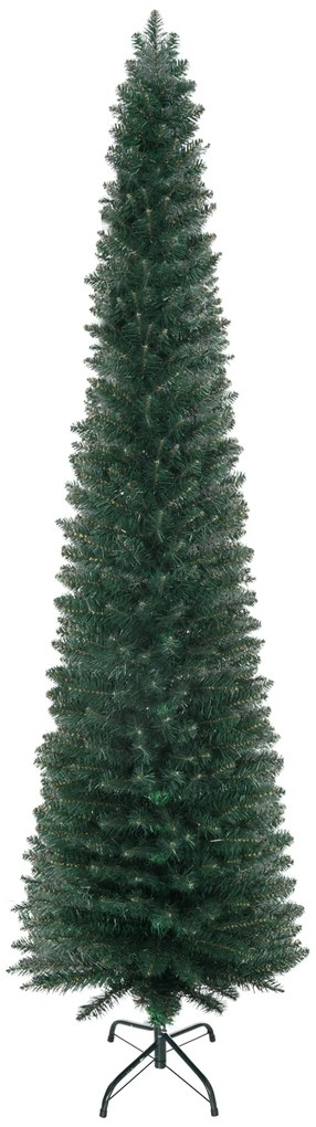 Árvore de Natal Artificial Altura 210cm com 510 Ramos de Folhas de PVC Ignífugos Base Dobrável e Suporte Metálico Verde