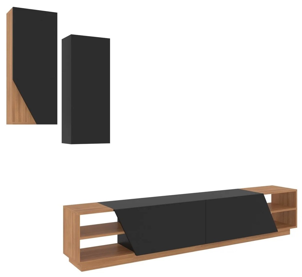 Móvel TV Zebra – Preto e Teca – 240 cm
