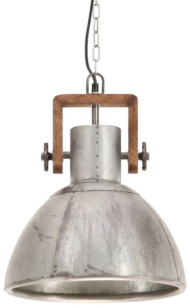 Candeeiro suspenso industrial redondo 25 W 30 cm E27 prateado