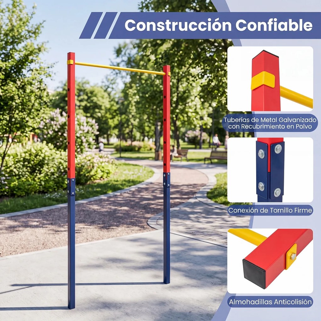 Barra de Elevações Exterior, 115 x 5 x 231,5 cm, 5 Alturas Reguláveis, Vermelho