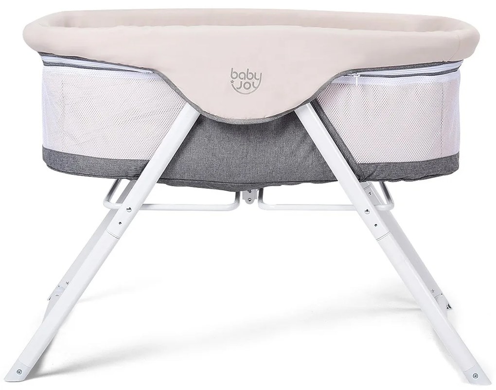Berço de baloiço portátil e berço de viagem dobrável para crianças 94x56x70cm cinzento