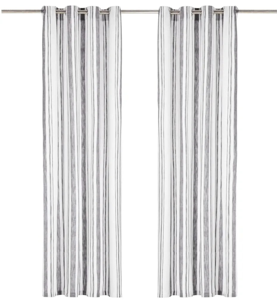 vidaXL Cortinas argolas metal 2 pcs algodão 140x245cm riscas antracite