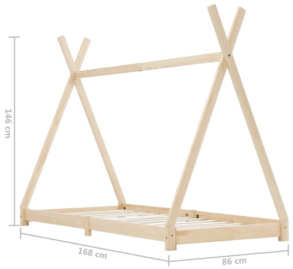 Estrutura de cama para crianças 80x160 cm pinho maciço