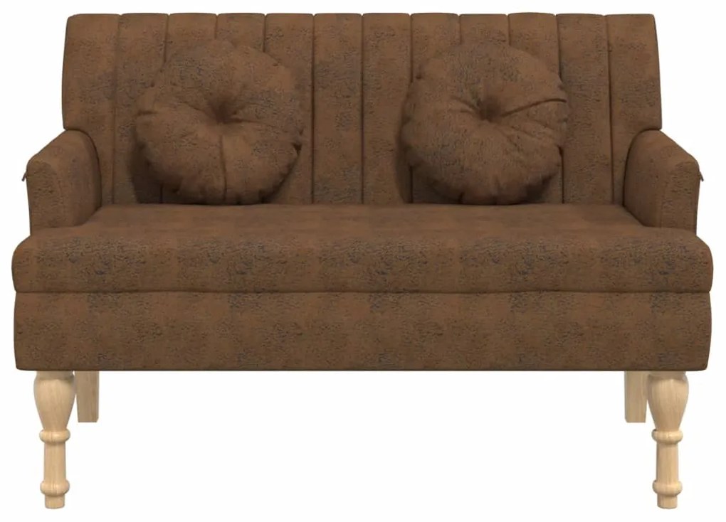 Banco c/ almofadões 113x64,5x75,5cm camurça artificial castanho