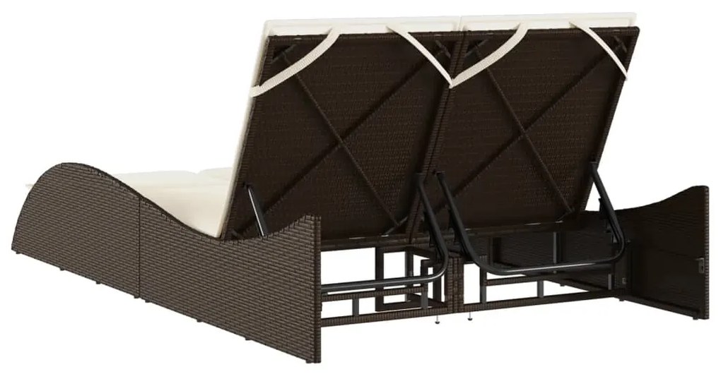 Espreguiçadeira com almofadões 114x205x73 cm vime PE castanho