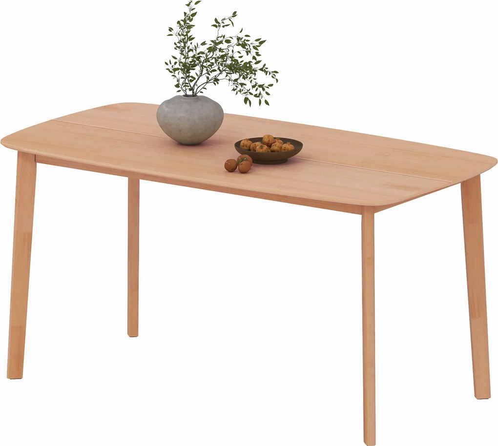Mesa de jantar retangular para 6 pessoas 150 x 80 x 76 cm (CADEIRAS NÃO INCLUIDAS), mesa de cozinha de 150 cm em madeira maciça ,efeito madeira natura