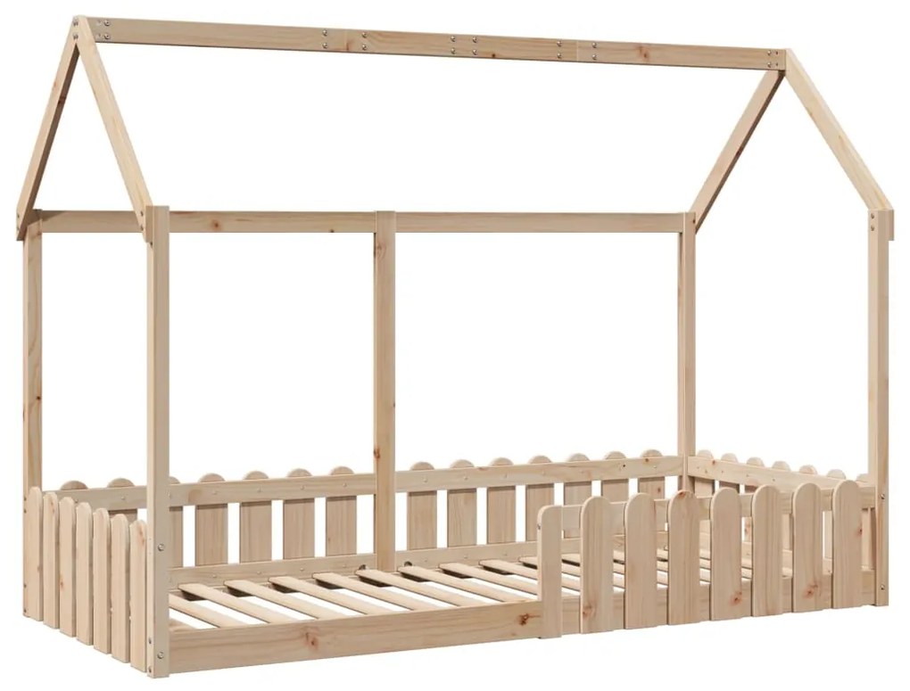 Cama infantil formato casa 90x190 cm madeira de pinho maciça