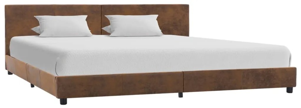 vidaXL Estrutura de cama 180x200 cm camurça artificial castanho
