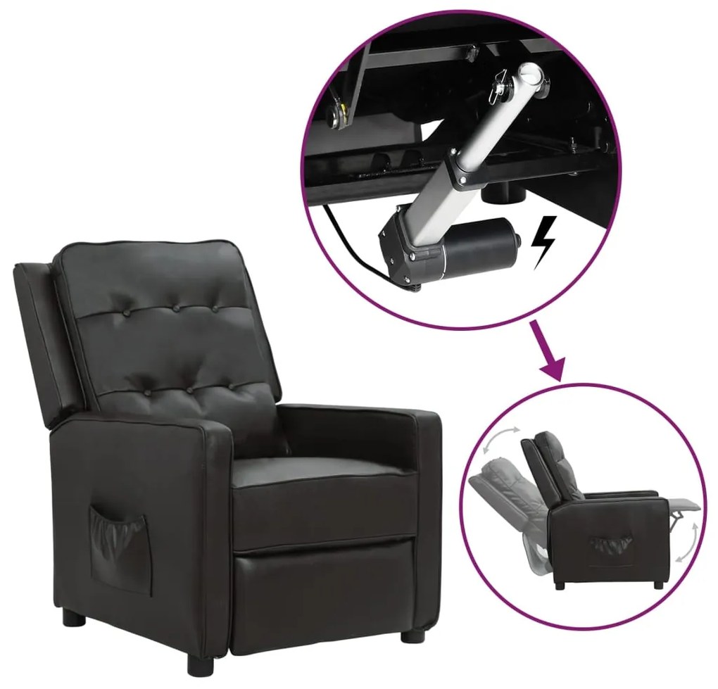 vidaXL Poltrona elevatória couro artificial brilhante preto