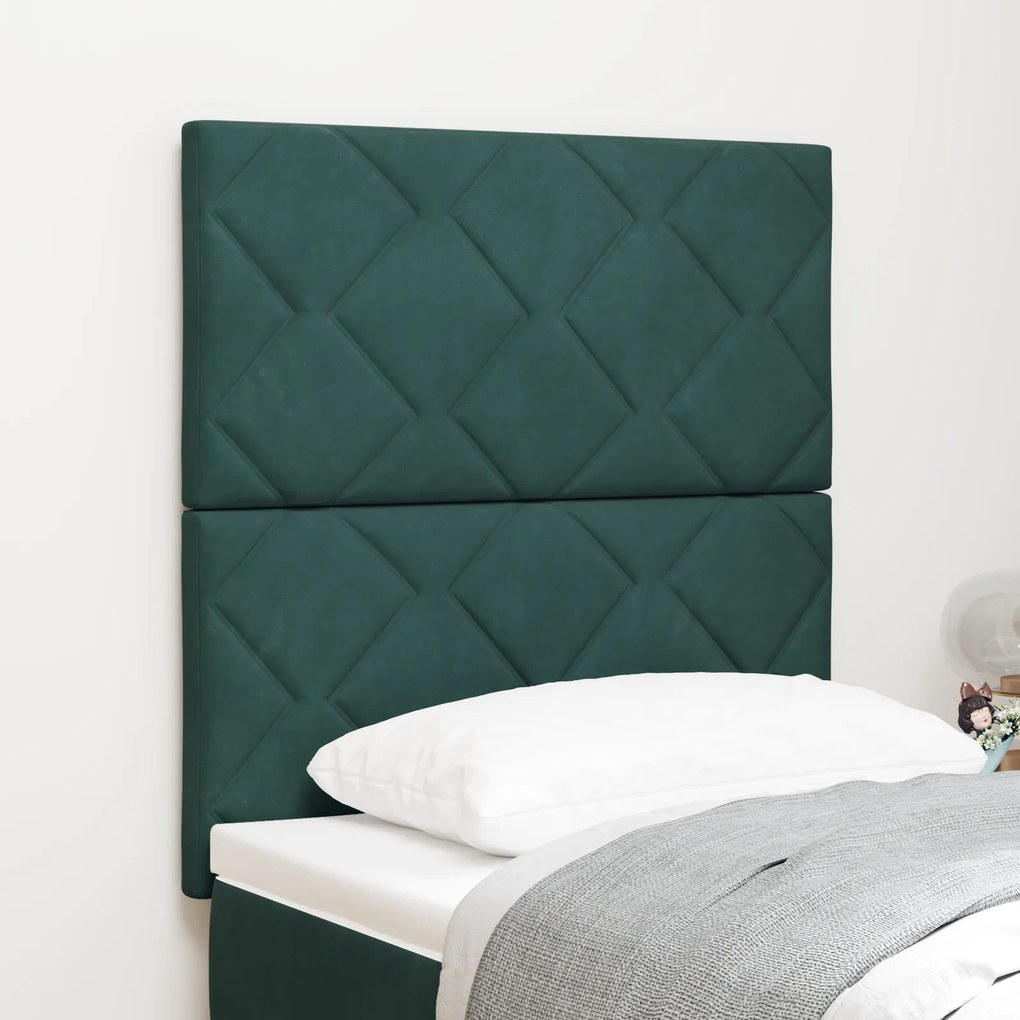 Cabeceira de Veludo de Blocos de Diamante Verde Escura vidaXL 80 cm, C