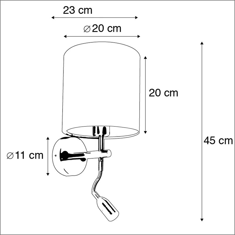 LED Candeeiro de parede moderno em aço com candeeiro de leitura e veludo de sombra 20/20/20 pavão - ouro Moderno