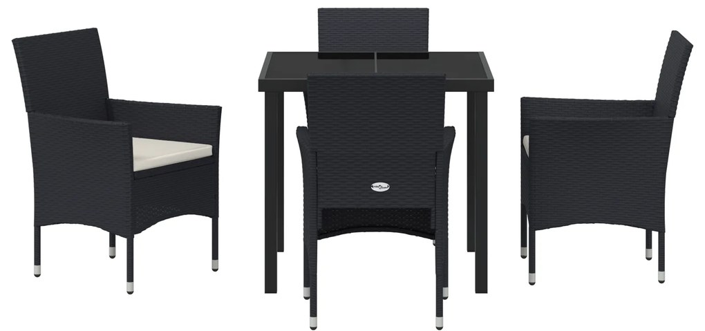 Conjunto de Jantar de Jardim 5 Peças Preto Rattan Polietileno