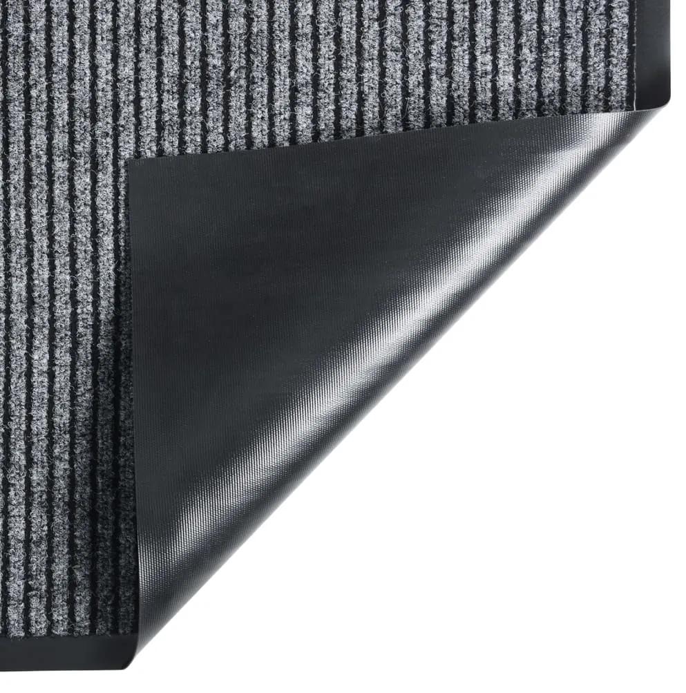Tapete de porta às riscas 80x120 cm cinzento
